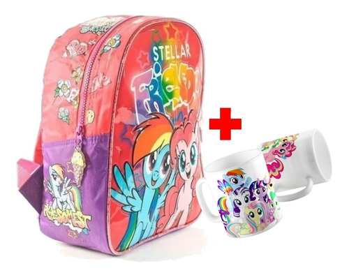 Mochila Jardin My Little Pony + Taza Plastica Combo Escolar