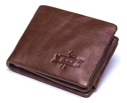 Caballero Cartera Piel Genuina Contacts Billetera Trifold