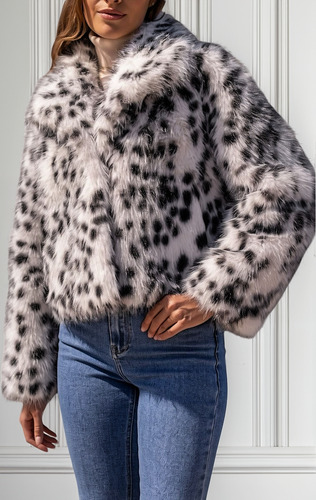 Saco Tapado Piel Corto Importado Tendencia Animal Print Moda