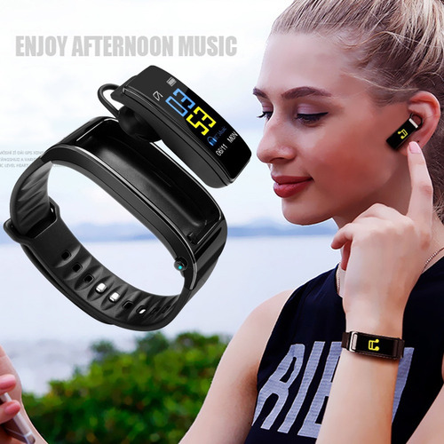 Pulsera Inteligente 2 En 1 Con Audífonos Bluetooth Hearrat