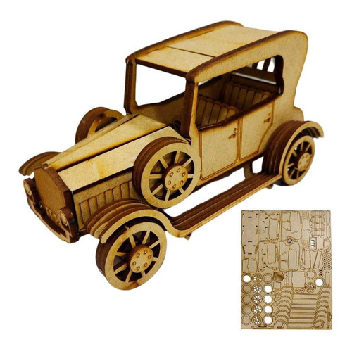 Quebra-cabeça Carro Vintage Mdf 3d Miniatura Arte