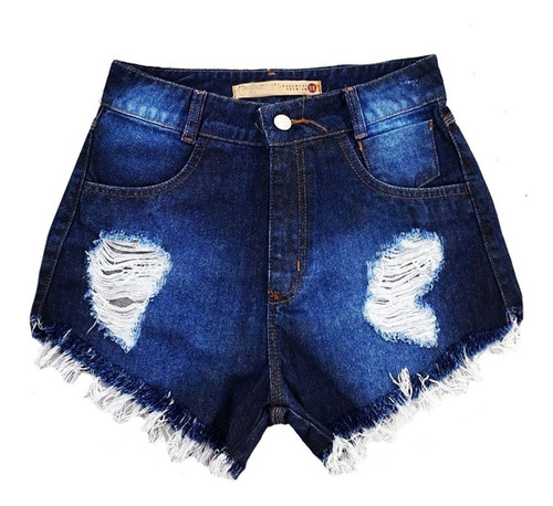 Shorts Jeans Feminino Cintura Alta Desfiado Hot Pants St002