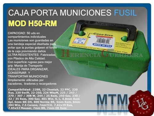 Imagen 2 de 7 de Caja Porta Municiones Fusil Mtm H50-rm Capacidad 50 Uds