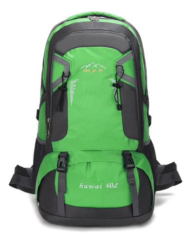 Mochila Masculina Cargueira Bolsa 60 Litros Grande Reforçada Cor Verde Desenho Do Tecido Liso Com Costuras E Acabamentos Reforçados