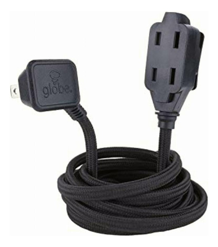 Cable De Extensión De Tela Globe Electric, Serie De Color Negro