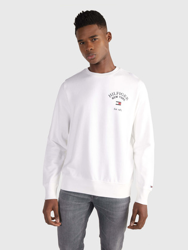 Sudadera Blanca Con Logo Estampado De Hombre Tommy Hilfiger