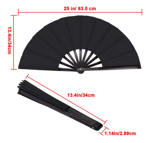 Abanicos De Mano Maitys Plegables De Seda, Negro, 2 Pzs.