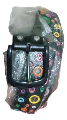 Cinturon Eco Cuero Moderno Negro Calado 110