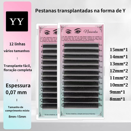 Cilios Postiços Conjunto,cílios Postos Yy 0.07d. Cílios De Alongamento Para Iniciantes Com Comprimento De 8-15mm, É Adequado Para Festas Com Trajes De Dança, Festas Festivas, Presentes De Natal, Etc.