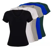 Comprar 5 Blusas Camiseta Remera Basica Dama (kit X5)