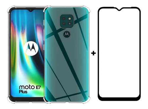 Capa Capinha  + Película Vidro 3d Para Motorola Moto E7 Plus