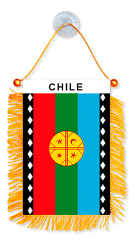 Pack 12 Colgante Bandera Flecos Etnia Mapuche Chupon 11x23cm