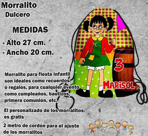 Morral Dulcero El Chavo Personalizados Recuerdos!!! 20 Pz