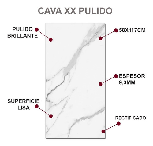 Porcelanato Símil Carrara Cava 58x117 (caja) - Cerro Negro