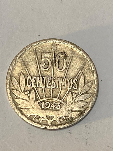 Moneda Uruguay 50 Centimos 1943 Artigas Plata( 0.720x258 
