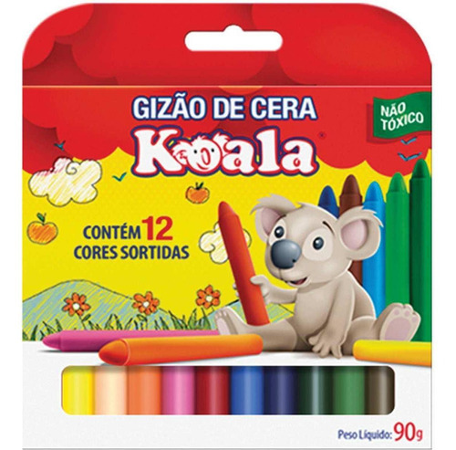 Lápis De Cera Gizao 12 Cores Koala