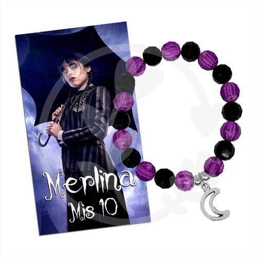 Pulseras Souvenirs Merlina Wednesday Locos Addams Serie X10