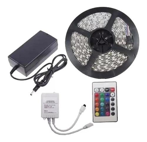 Tira Luces Led Rgb Con Transformador Exterior Autoadhesivas