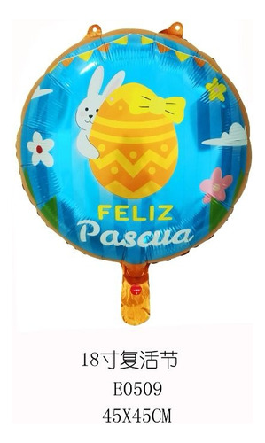 Pack 50 Globos Feliz Pascua Conejos 45 Cm Con Varilla