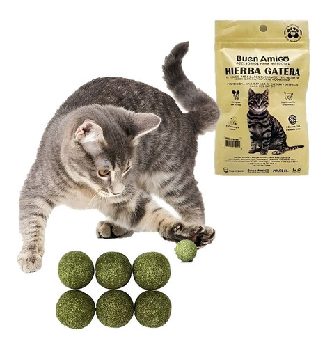 Pack X6 Bola Catnip Para Gatos Juguete Hierba Gatera Snack