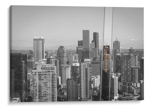 Canvas Lab Cuadro Seattle. Entre Grúas Y Rascacielos. 90x60