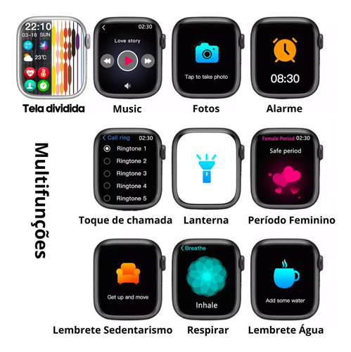 Relógio Inteligente Smartwatch U4 Plus Responde Msg Chatgpt Responde Whatsapp Ilha Dinâmica Tela Super Amoled Lançamento Original Preto Preto Preto