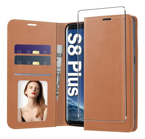 Funda Carcasa Cartera Cuerocon Para Galaxy S8+/s8 Plus+mica