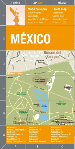 MEXICO CITY MAP - SEGUNDA EDICION, de Julián de Dios. Editorial DeDios, tapa blanda en español/inglés, 2022