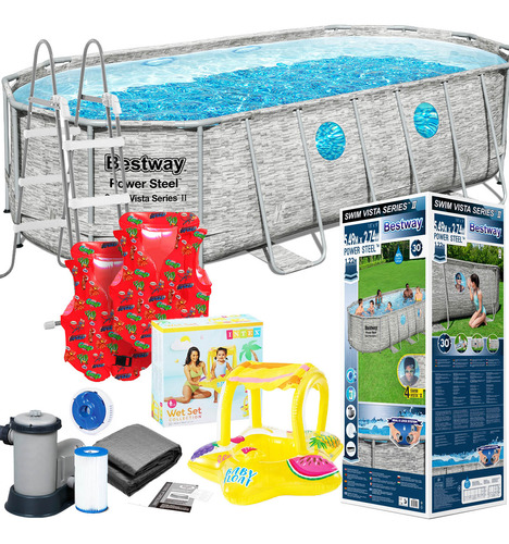 Piscina Bestway Rattan 13430 L + Bomba + Regalos - El Rey