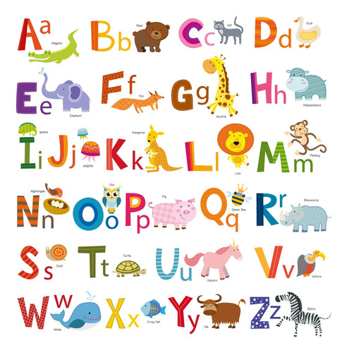 Da-1503a Animal Alphabet Abc Pegatinas De Pared Niños ...