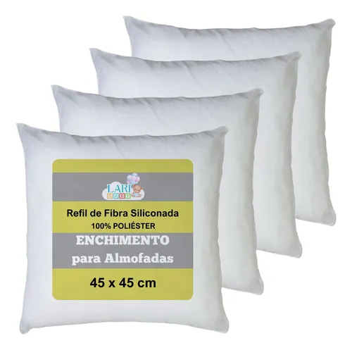 Kit 4 Refil De Almofada Super Macio Enchimento Fibra Siliconada A...