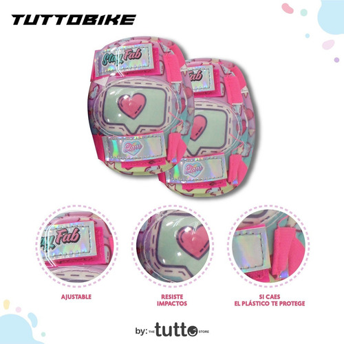 Combo Casco Rodilleras Infantil Glam Girl Follow Your Dreams
