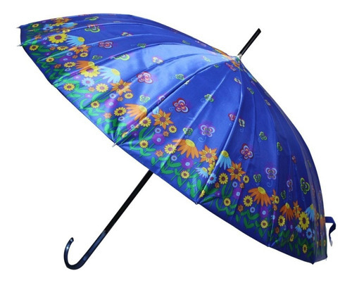 Paraguas Plegable 16 Varillas 79cm Colores Automático Color Azul