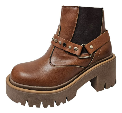 Bota Tamagiu Suela Mujer Moda Taco Elastico  Cuero Veggie