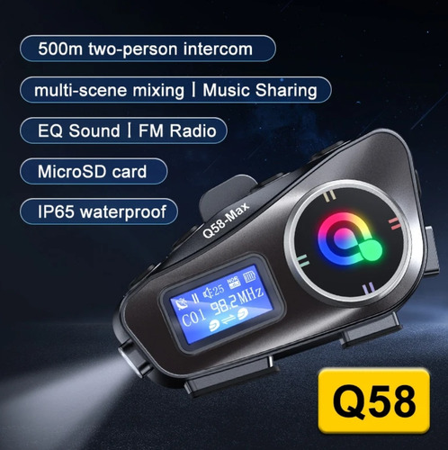 Intercomunicador Q58-max Bluetooth Casco Ipx6 Inalambrico Fm