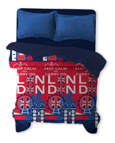 Imagen 1 de 3 de Cobertor Melocotton Flannel estampado Matrimonial Londres
