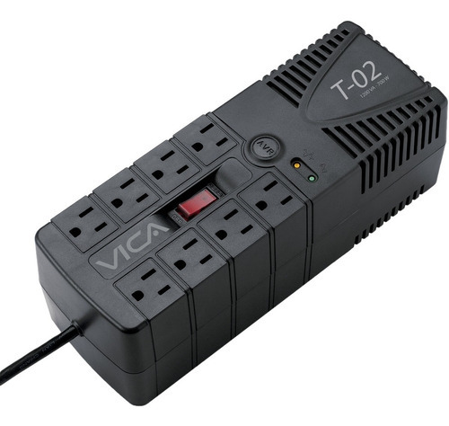 Imagen 2 de 3 de Regulador Vica T-02 De 1200va/700w 8 Contactos Protector De Linea Telefonica 5 Años