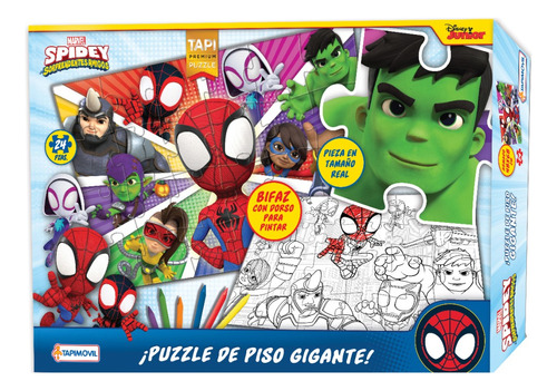 Puzzle Infantil Spidey Gigante Piso Colorear Bifaz Tts