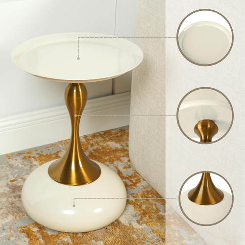 Mesa Auxiliar Dorada Decorativa Moderna Para Sala O Recámara