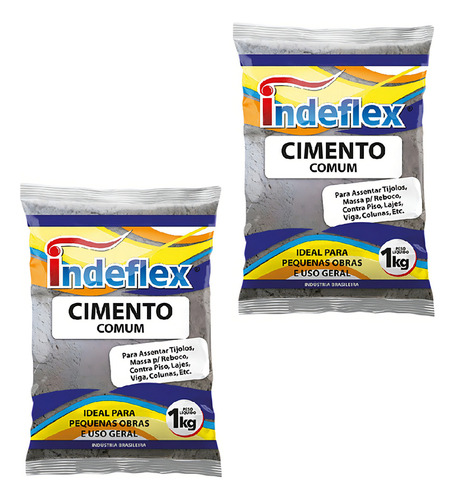 02 Sacos Cimento Comum 1 Kg - Indeflex