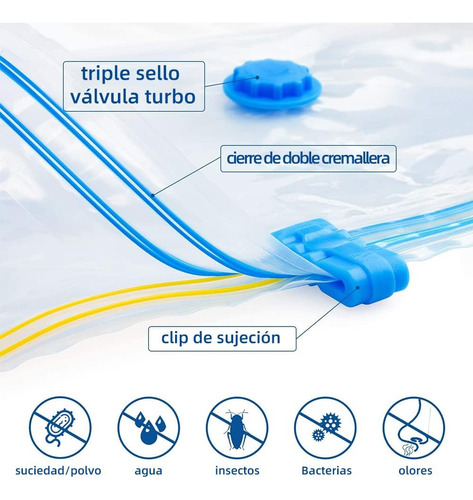 Pack De 10 Bolsas Al Vacío 80x120 Cm Para Almacenaje De Ropa, Reducción De Espacio De Alta Calidad Everest
