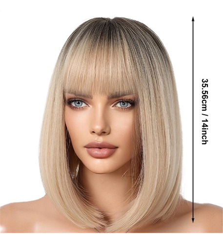 Peluca Bob Con Flequillo Peluca Bob Recta Peluca Corta Natur