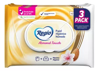 Regio Papel Higiénico Húmedo Luxury Almond Touch, 3 Paquetes