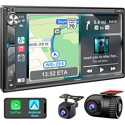 Double Din Car Stereo With Dash Cam - Voice Control Car...