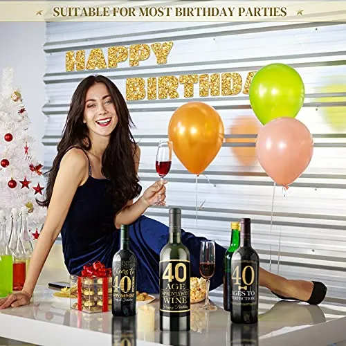 40 Pegatinas Para Botellas De Vino Con Diseño De Feliz Cumpl