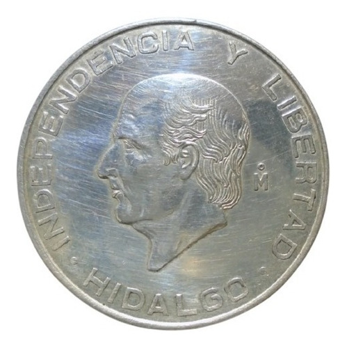 México 5 Pesos Hidalgo Chico 1955 Plata Ley 0.720