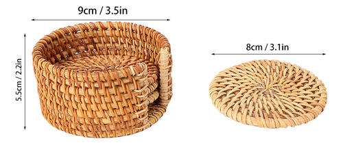 Tapete De Rattan, 6 Peças De Bebidas Vintage, Tapetes De Chá