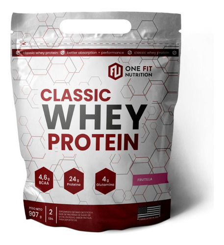 Classic Whey Protein One Fit 6 Lbs Proteina Concentrada Sabor Frutilla