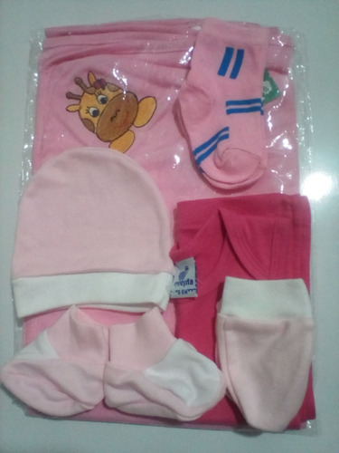 Set De 2 Pañales De Tela + 1 Cobija+ Juego De Gorro+camiseta