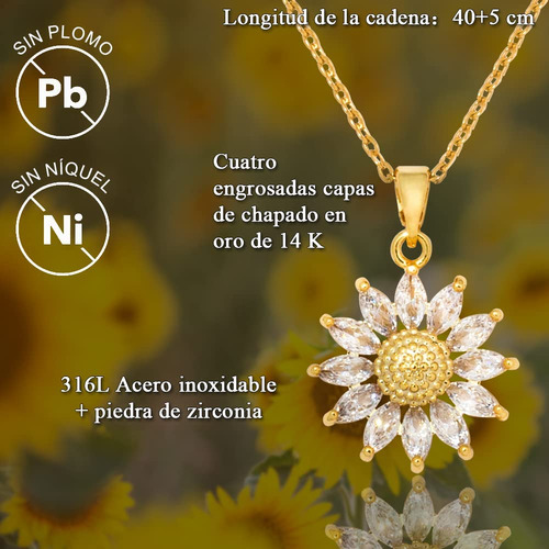 Colar De Girassol Para Mulheres Chapado Em Ouro De 14 K Pres